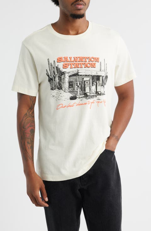 Salvation Station Cotton Graphic T-Shirt