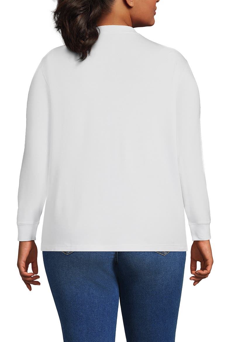 Plus Size Cotton Relaxed Long Sleeve Crew Neck, Alternate, color, White