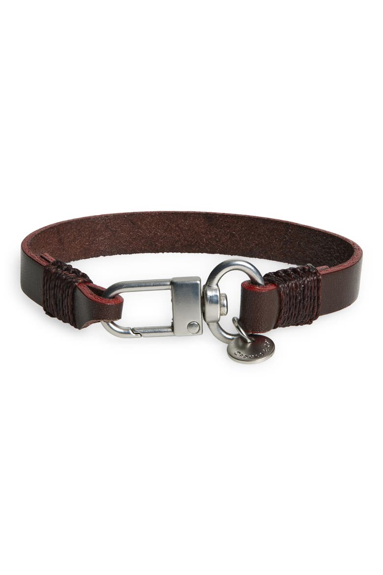 Men's Contrast Edge Leather Bracelet, Main, color, DARK BROWN