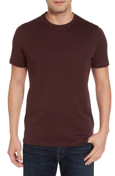 Outlet Burgundy men's top crewneck T-shirt