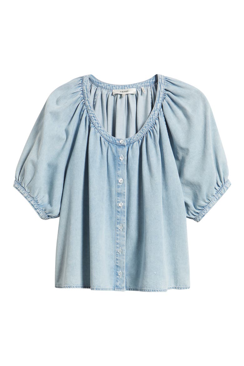 The Resort Denim Peasant Top, Alternate, color, HAVEN