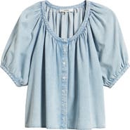 FRAME The Resort Denim Peasant Top