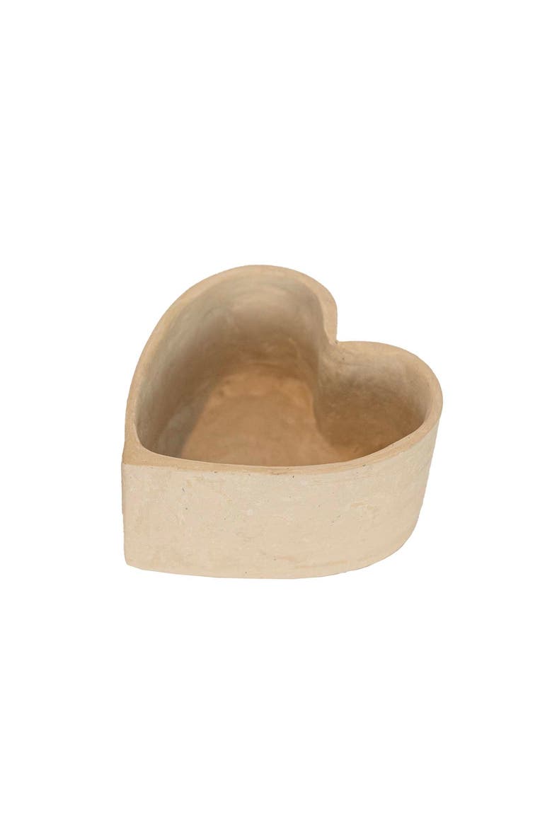 Heart Trinket Tray Jewelry Cream Paper Mache, Main, color, White