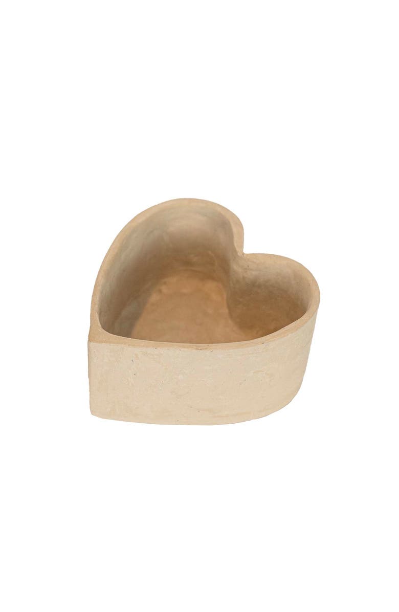 Foreside Home and Garden Heart Trinket Tray Jewelry Cream Paper Mache, Main, color, White