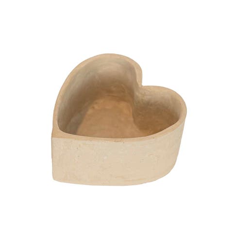 Heart Trinket Tray Jewelry Cream Paper Mache