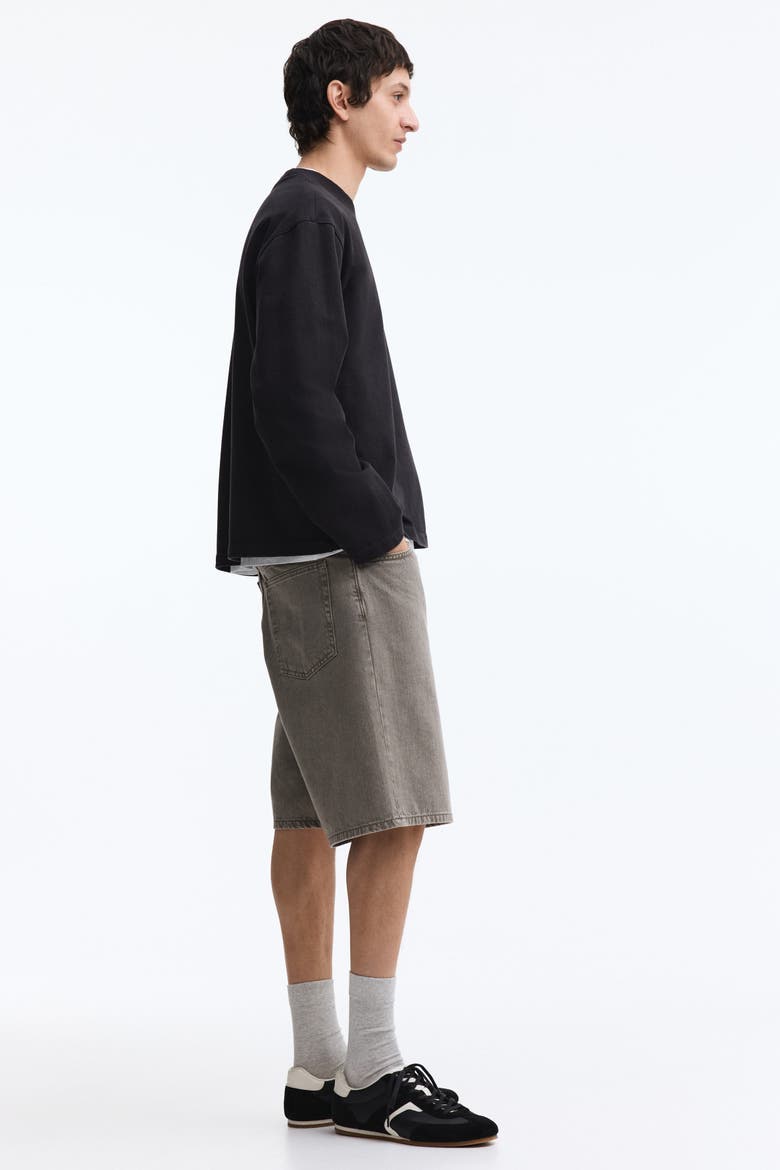 Relaxed Denim Shorts, Alternate, color, Beige