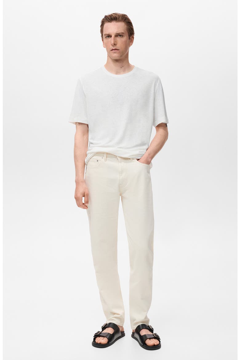 Slim Fit Linen Blend T-Shirt, Alternate, color, WHITE