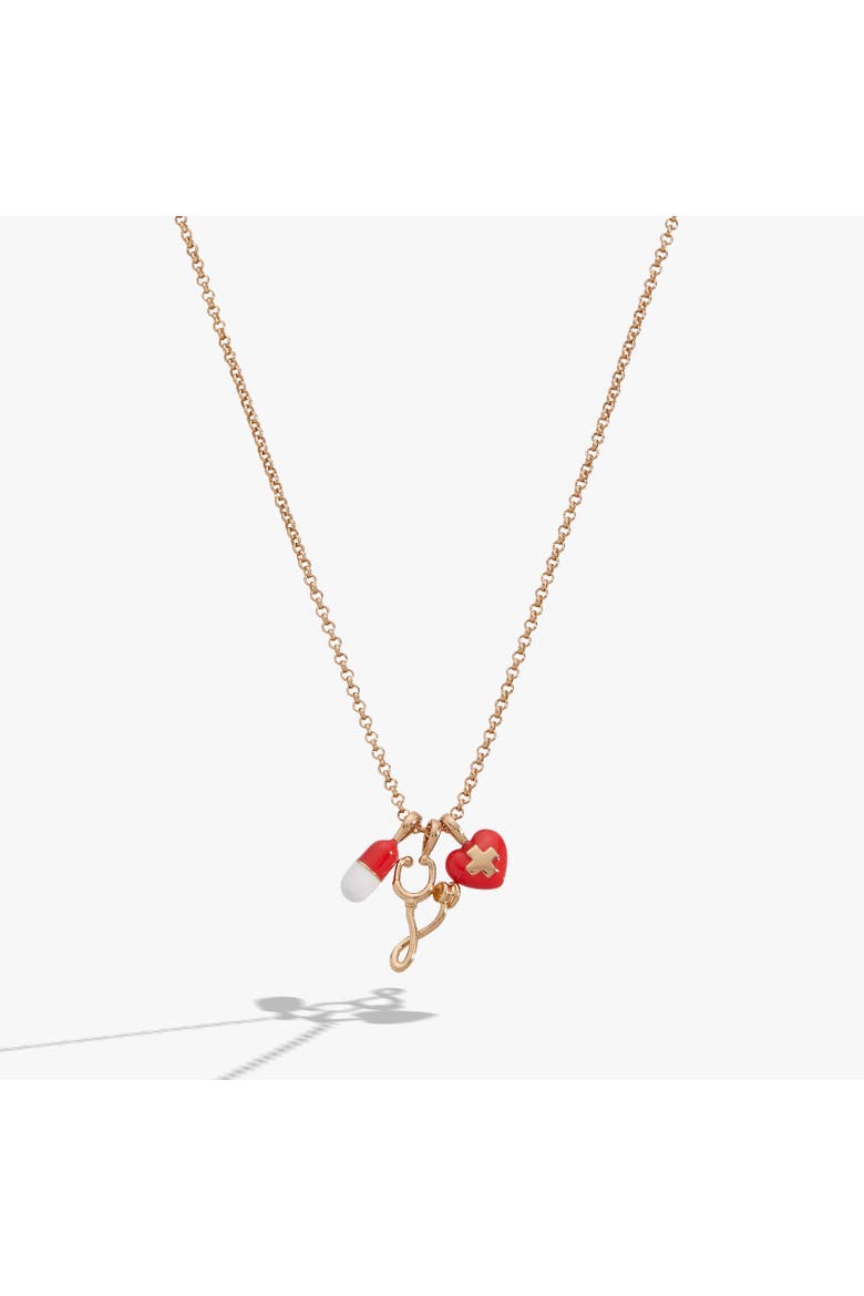 'Unsung Hero' Healthcare Charm Necklace, Main, color, Gold