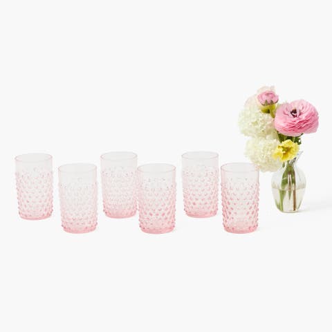 Rose Pink Hobnail Glasses (Set of 6)