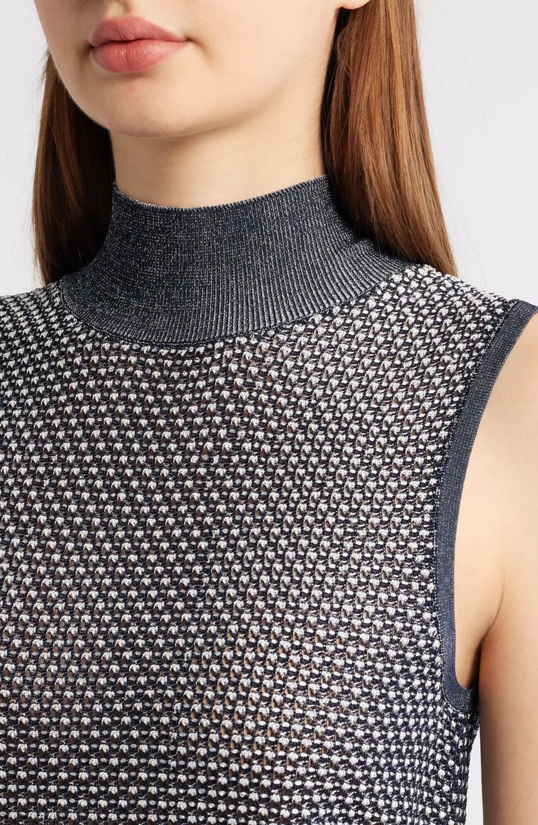 BOSS Fonari Open Stitch Sleeveless Mock Neck Sweater, Alternate, color, Charcoal Interlock