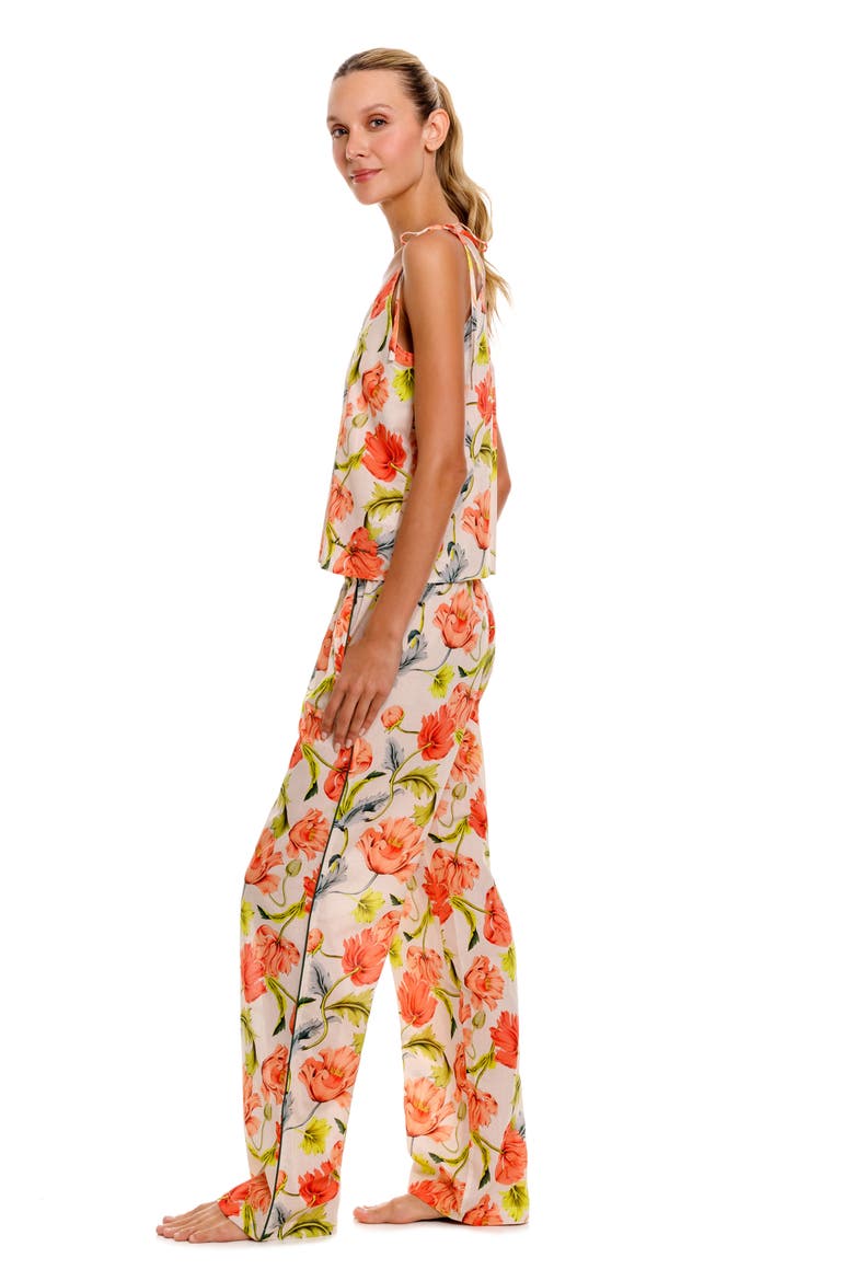 Amelie Floral Cotton Pajamas, Alternate, color, LIGHT BEIGE