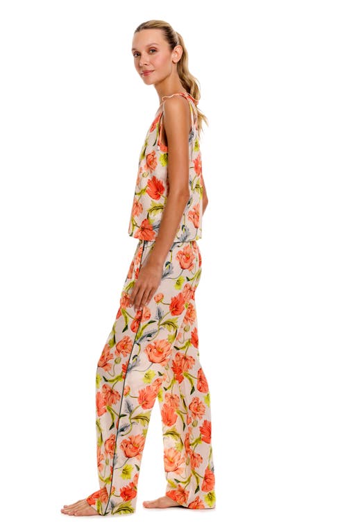 The Lazy Poet Amelie Floral Cotton Pajamas In Light Beige