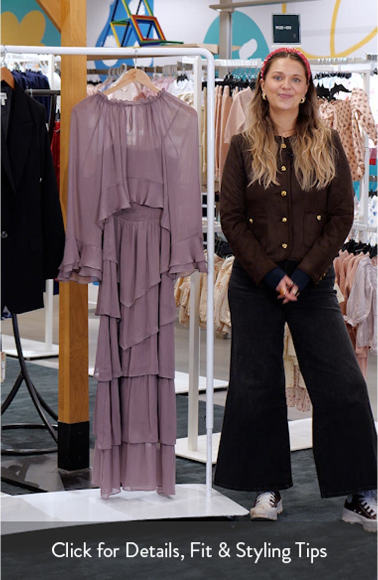 Tiered Ruffle Chiffon Cape Dress, sales video thumbnail