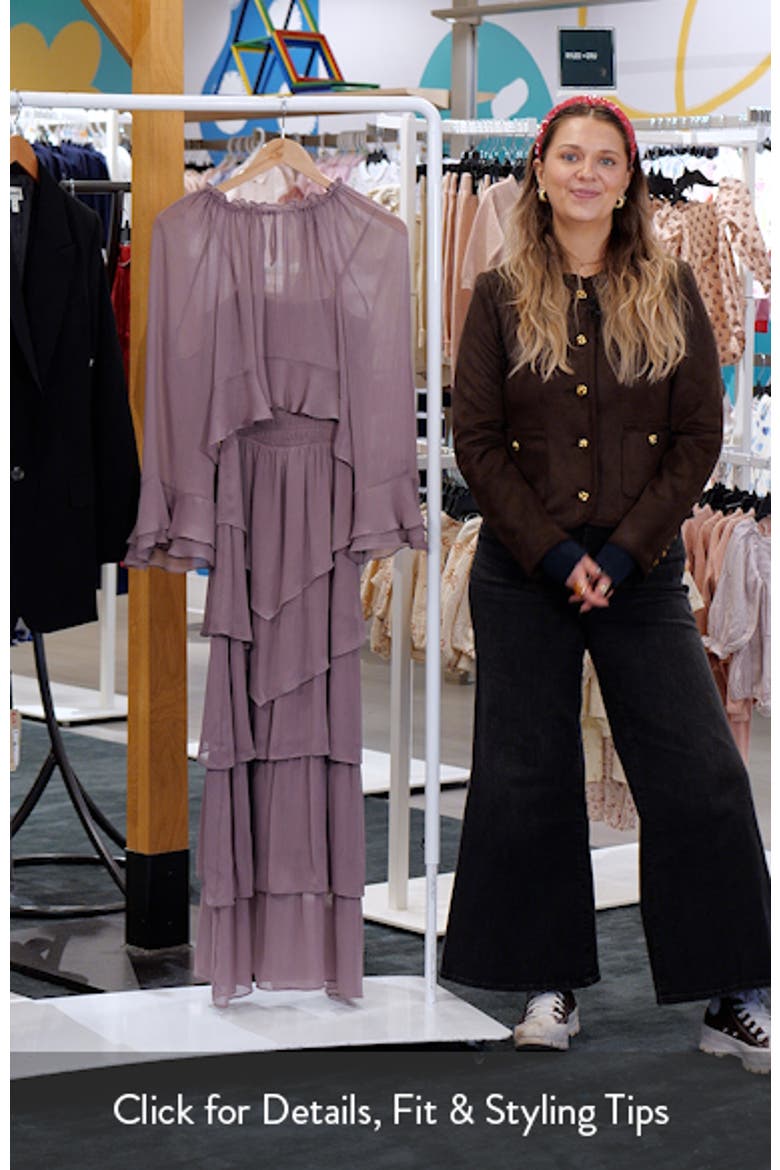 Tiered Ruffle Chiffon Cape Dress video