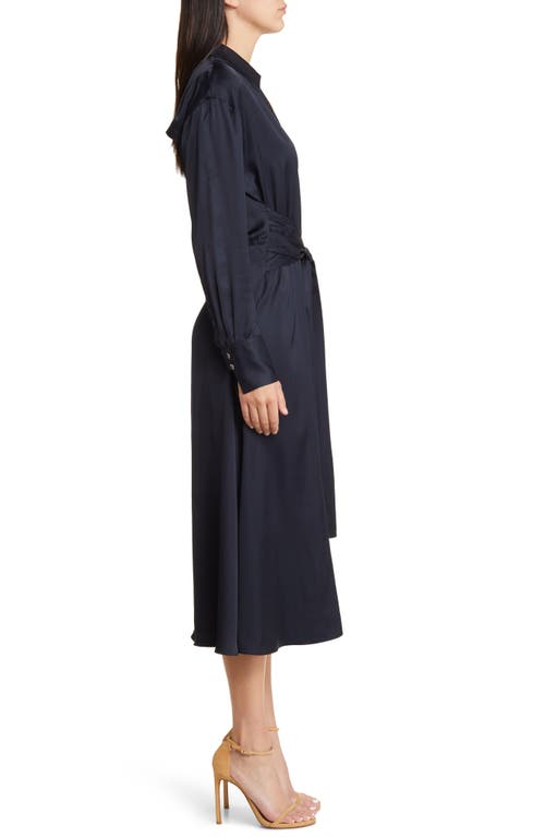 Hugo Boss Boss Daknota Belted Long Sleeve Dress In Blue