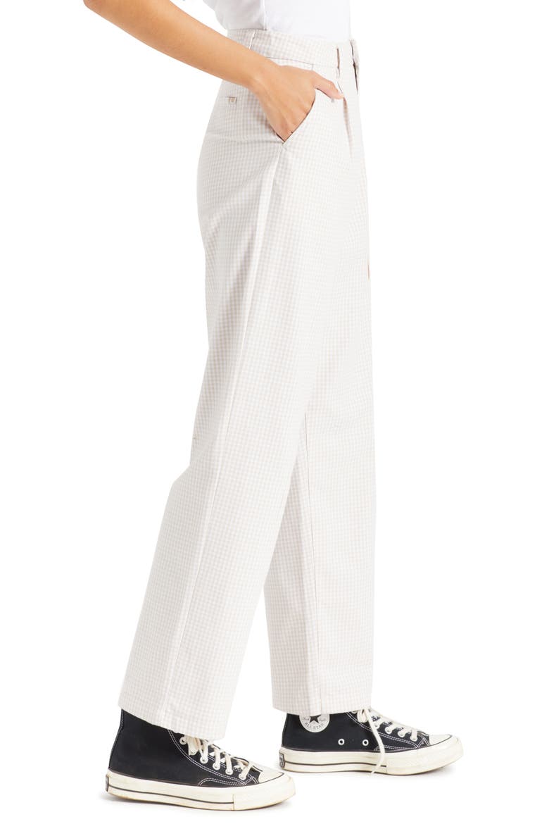 Victory High Waist Wide Leg Ankle Pants, Alternate, color, BEIGE GINGHAM