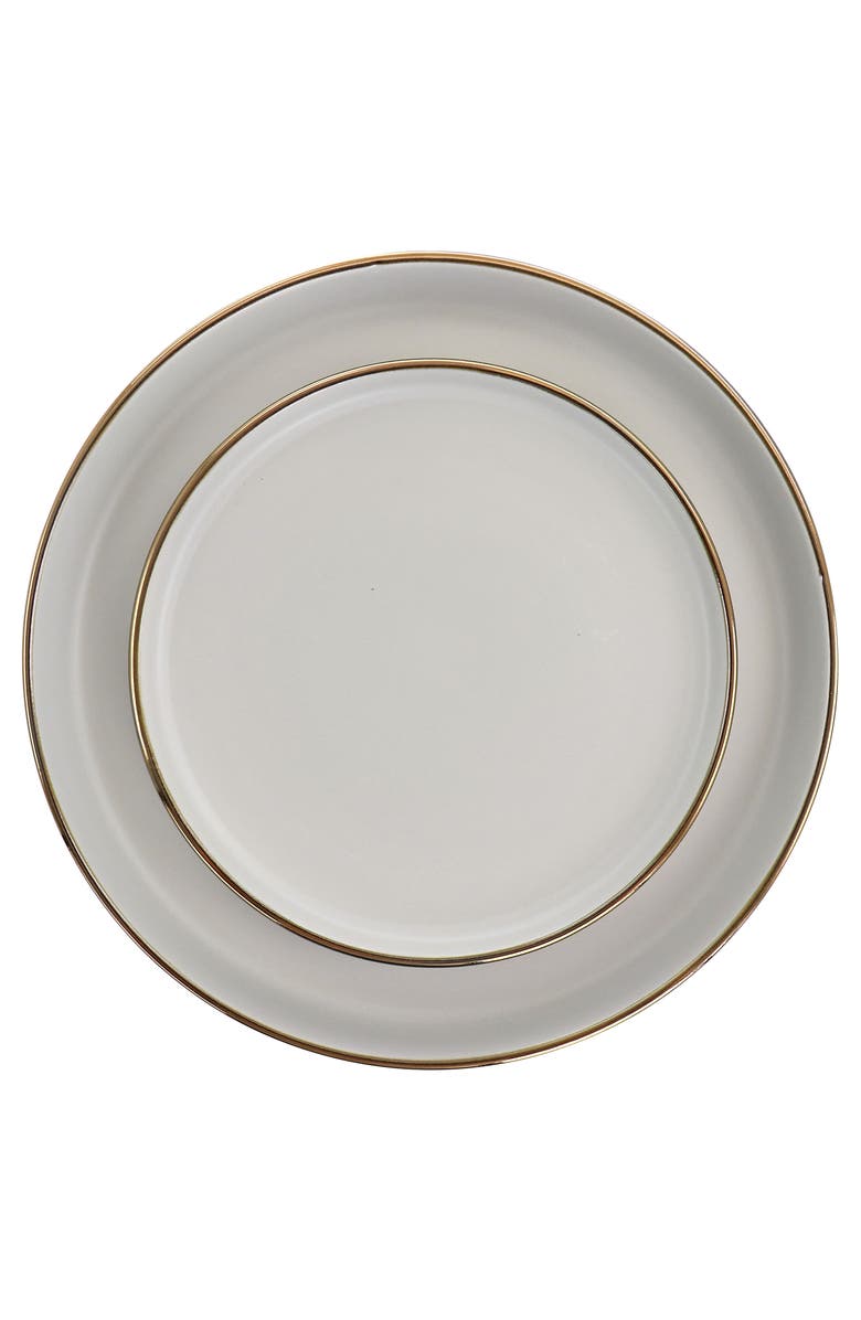 Elama Louis 16 Piece Stoneware Dinnerware Set, Alternate, color, Grey