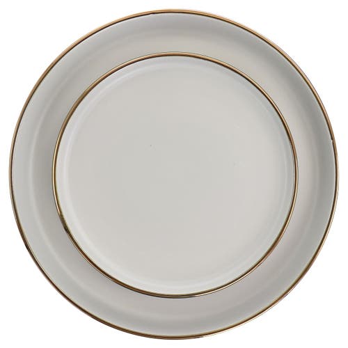Elama Louis 16 Piece Stoneware Dinnerware Set In White