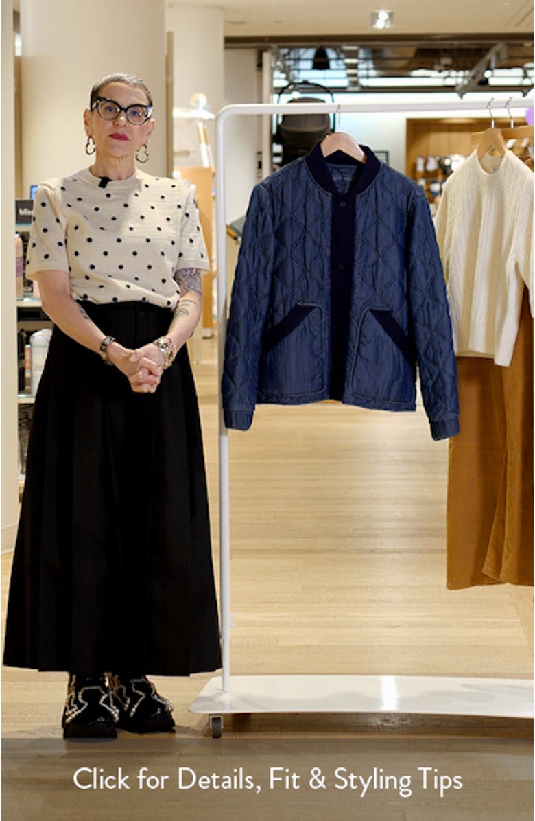 Rib Trim Denim Quilted Liner Jacket, sales video thumbnail