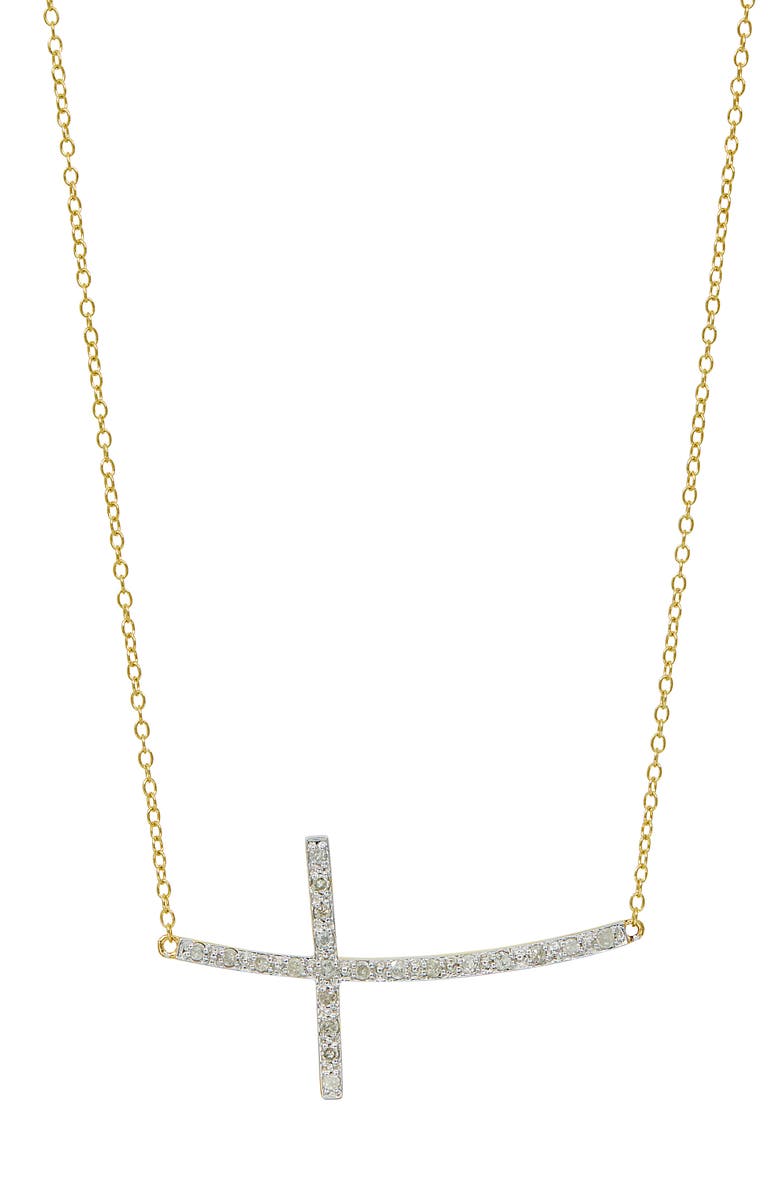 SAVVY CIE JEWELS Diamond Cross Pendant Necklace, Main, color, Yellow Gold