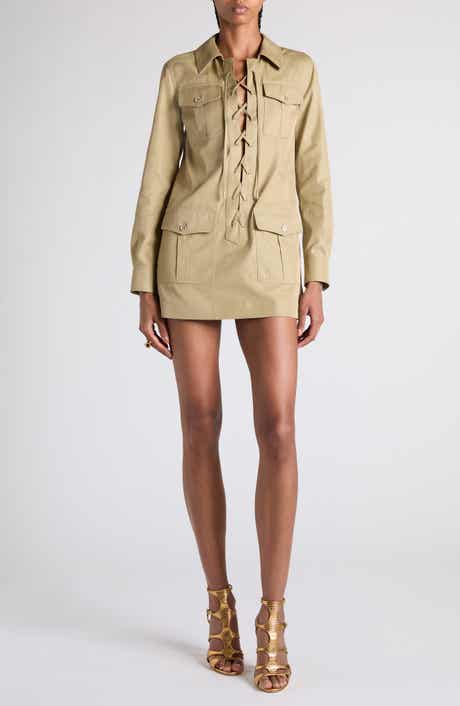 Long Sleeve Cotton & Silk Twill Utility Dress