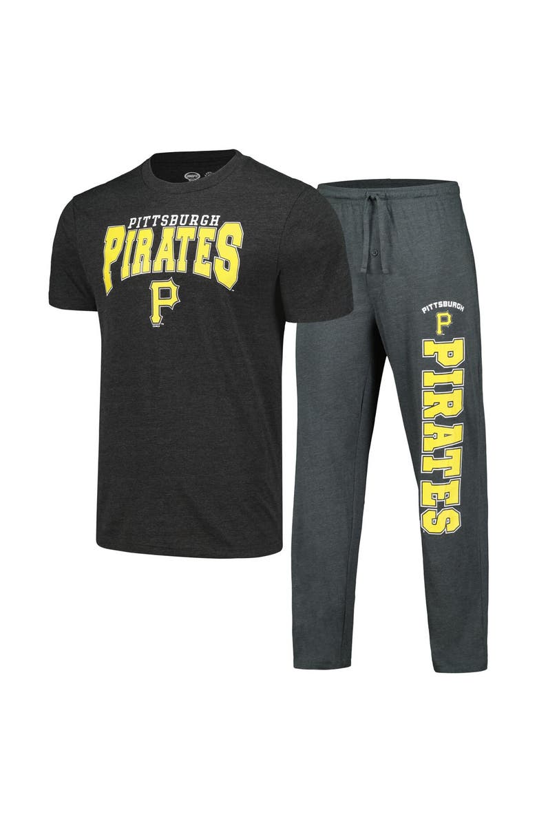 CONCEPTS SPORT Men's Concepts Sport Charcoal/Black Pittsburgh Pirates Meter T-Shirt & Pants Sleep Set, Alternate, color, 