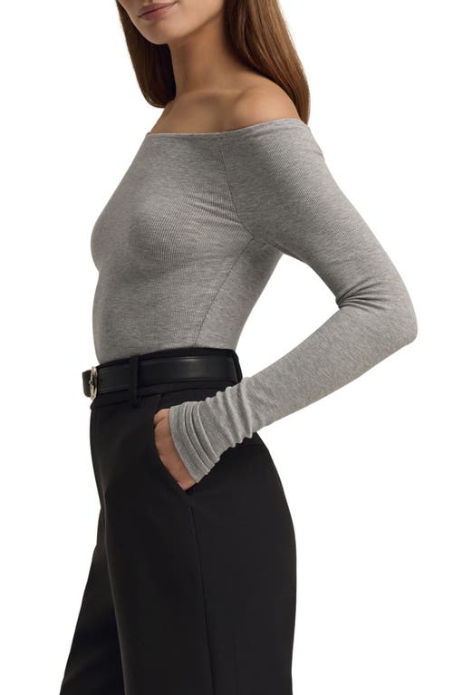 Favorite Daughter The Sydney Off The Shoulder Long Sleeve Top In Heather Grey