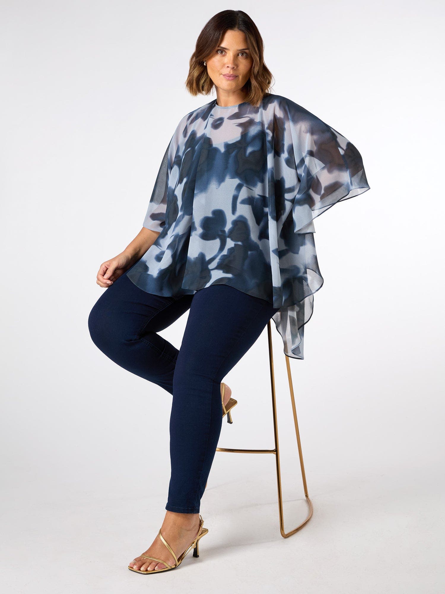 Live Unlimited Abstract Floral High Low Overlay Top (Women) | Nordstrom