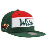 Mitchell & Ness Men's Mitchell & Ness Green Minnesota Wild Retro Script Colorblock Snapback Hat