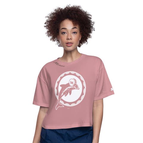 Women's Starter  Pink Miami Dolphins Play the Ball Boxy Cropped T-Shirt