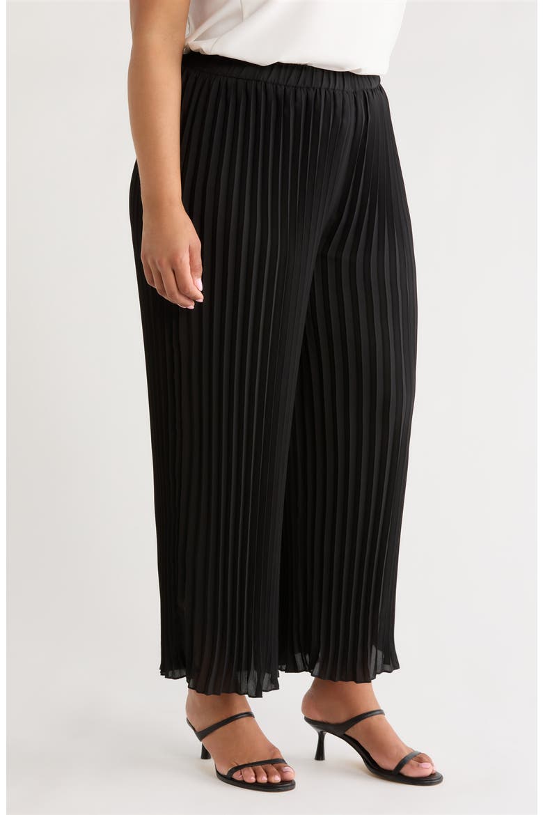 Pleated Pull-On Crop Wide Leg Pants, Alternate, color, ANNE BLACK