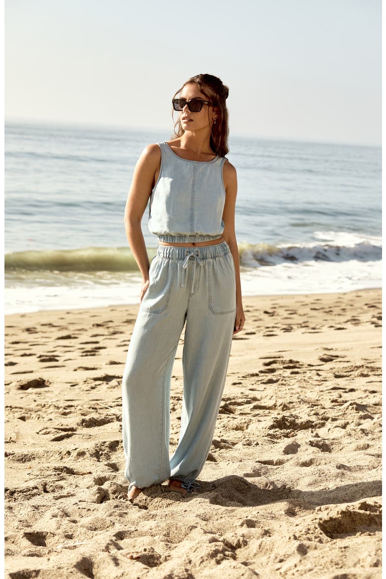 Tie Cuff Chambray Joggers, Alternate, color, VINTAGE LIGHT WASH
