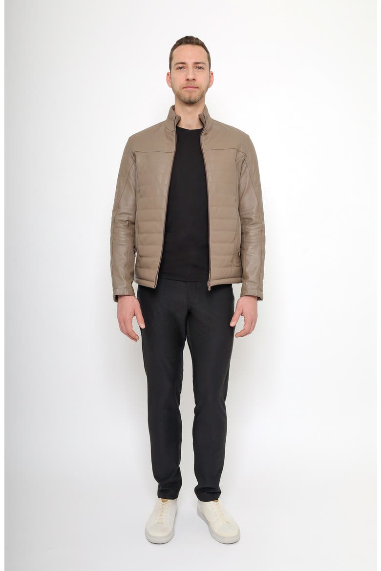 Quilted Leather Jacket, Alternate, color, TAUPE