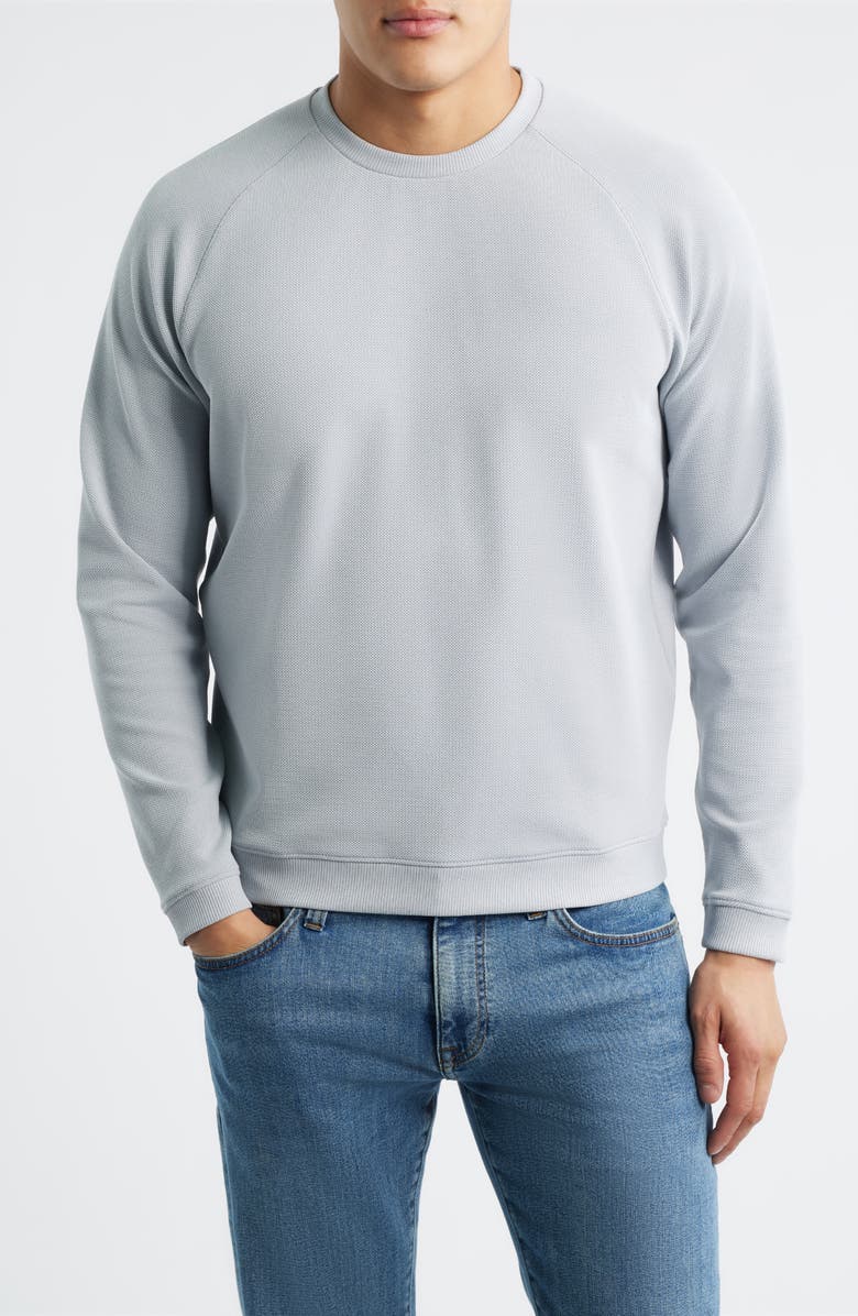 Peter Millar Cradle Performance Piqué Crewneck Top, Main, color, British Grey