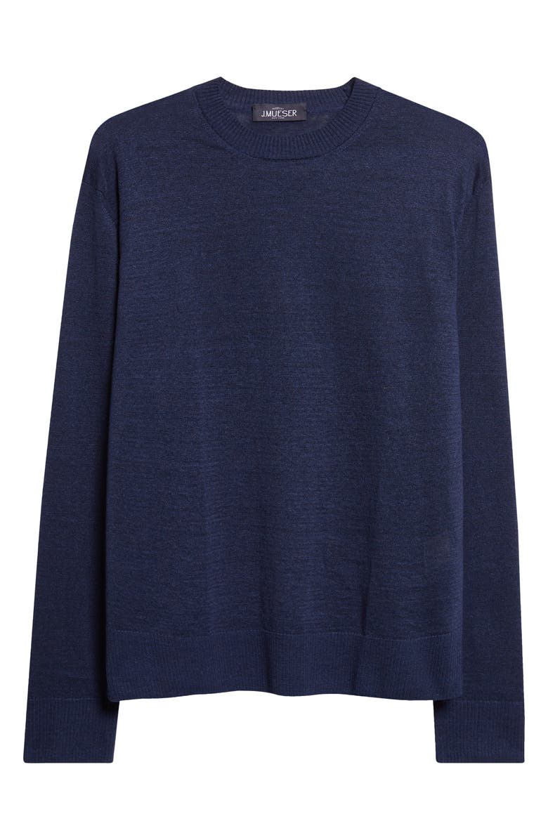 J. Mueser Flax & Cotton Crewneck Sweater, Alternate, color, Navy