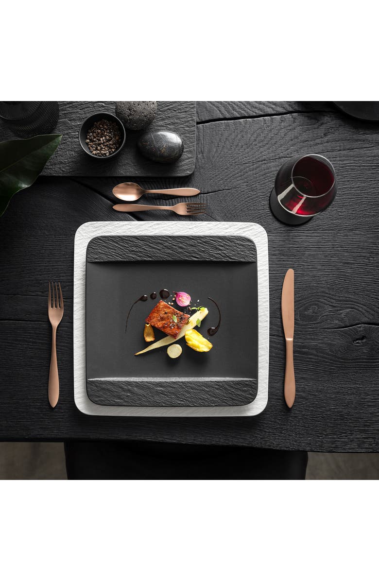 Villeroy & Boch Manufacture Rock Square Dinner Plate, Alternate, color, Black