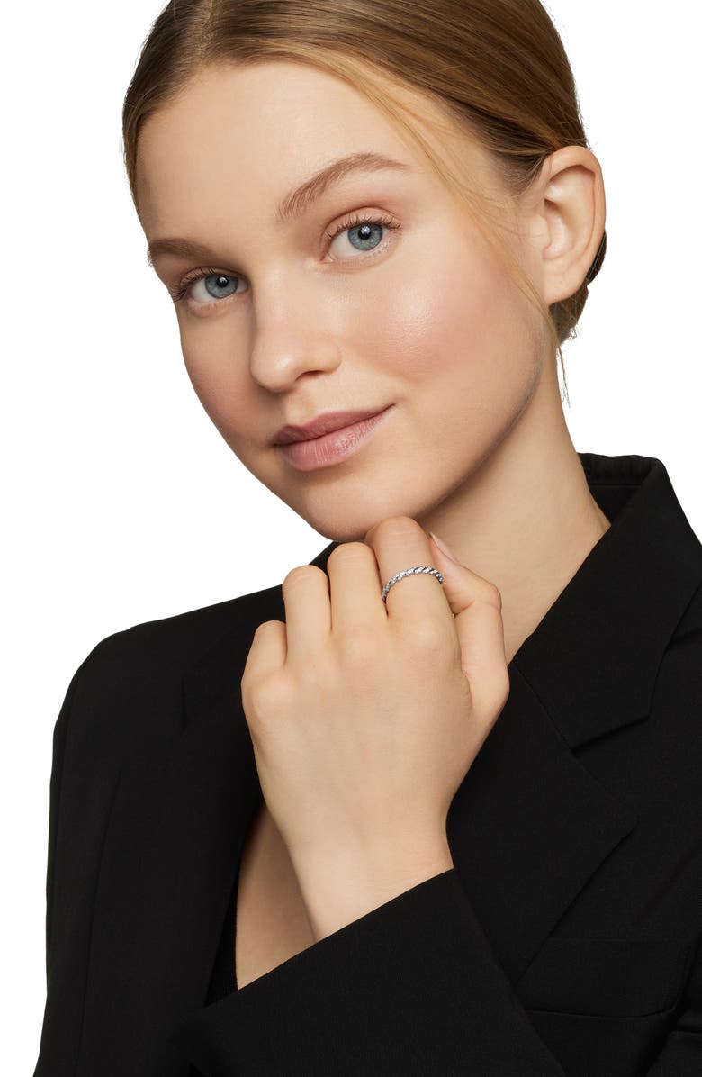 David Yurman Pavé Petite Diamond Band Ring, Alternate, color, White Gold/ Diamond