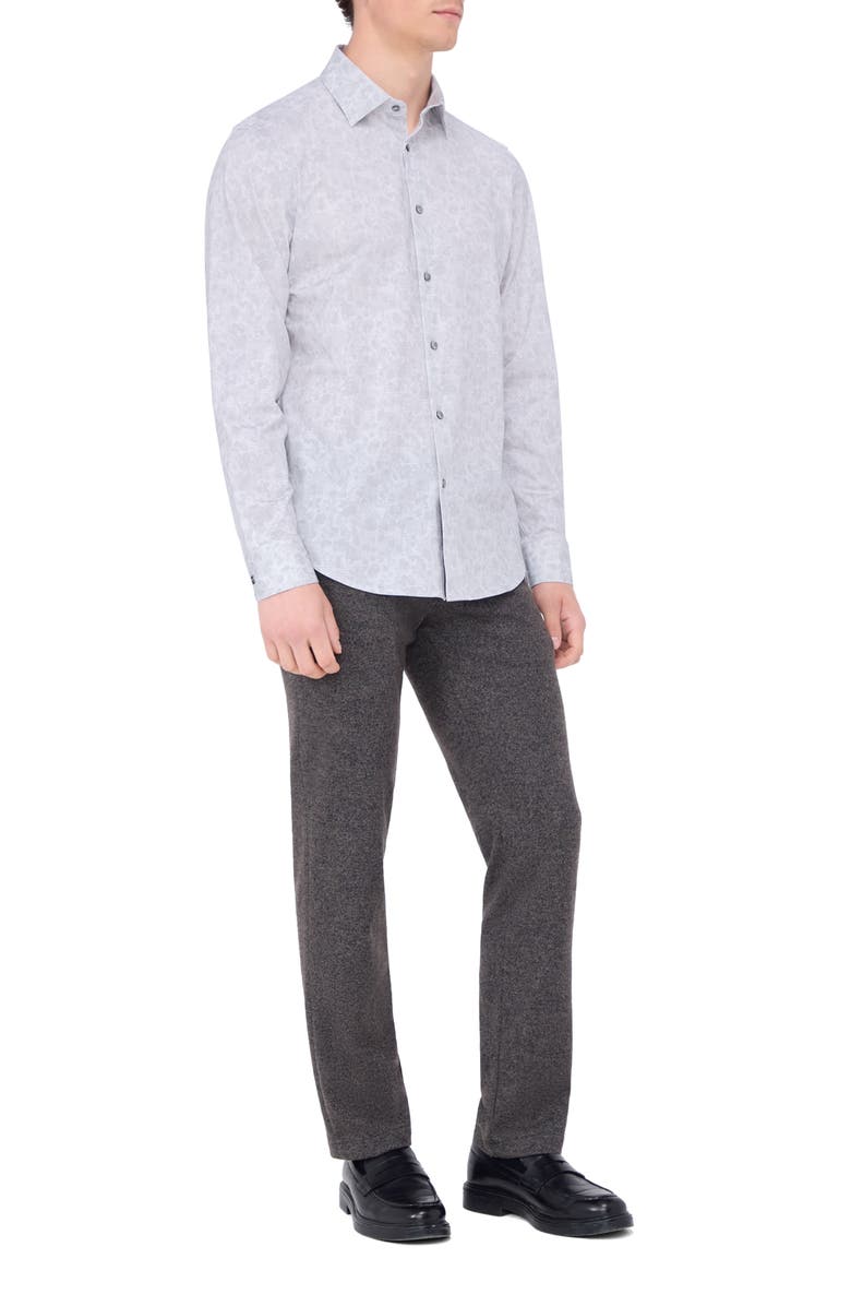 Bugatchi James OoohCotton<sup>®</sup> Floral Abstract Print Button-Up Shirt, Alternate, color, Platinum