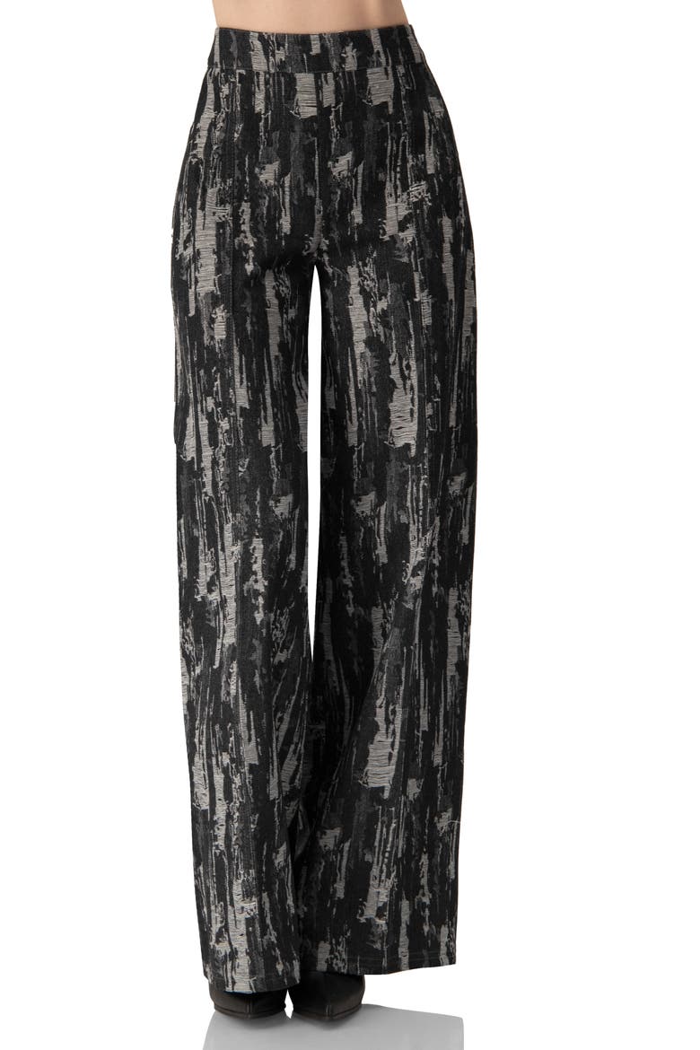 Abstract Print Wide-Leg Jeans, Main, color, Black