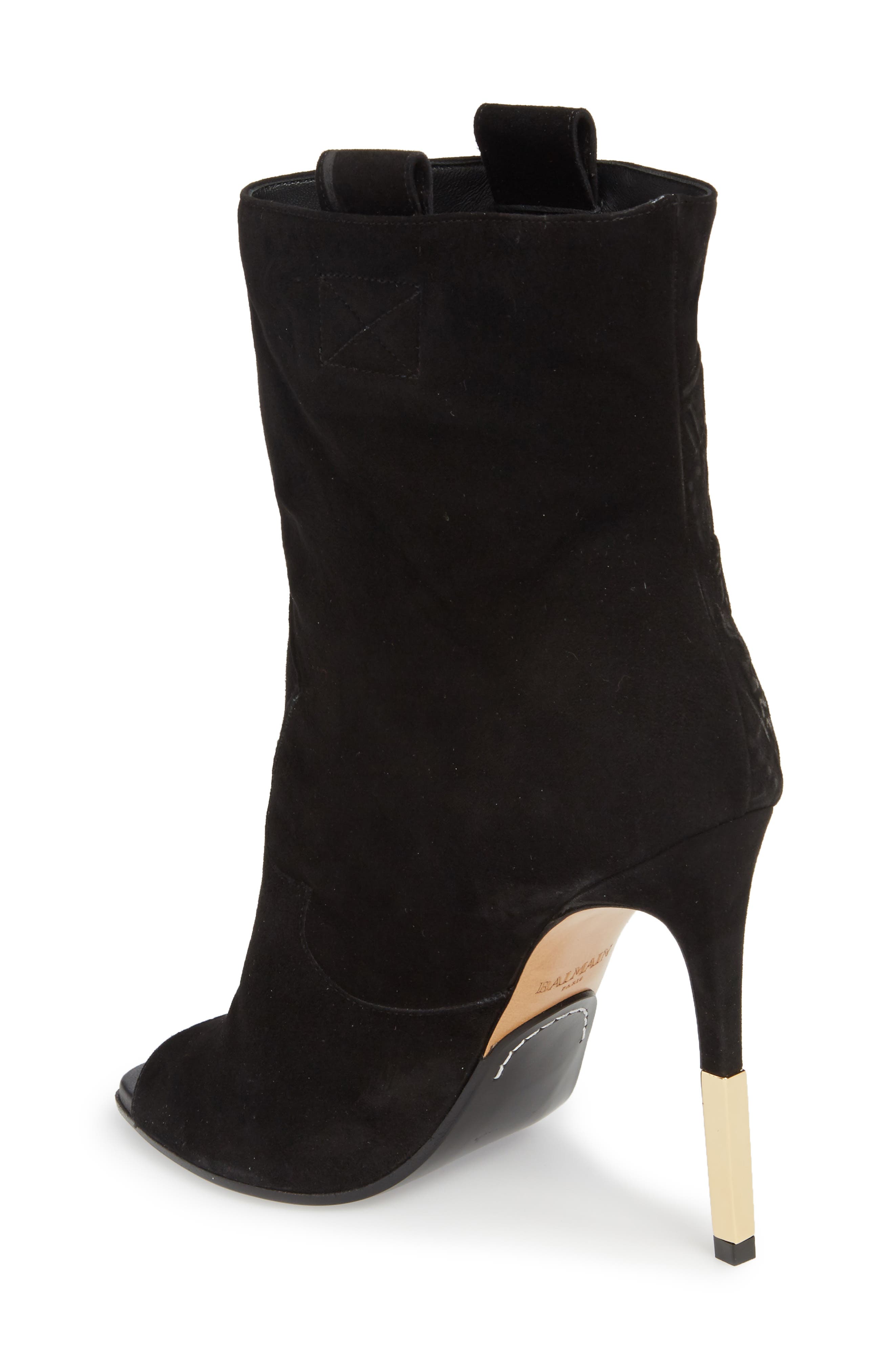 Balmain Clea Logo Embossed Bootie, Alternate, color, 