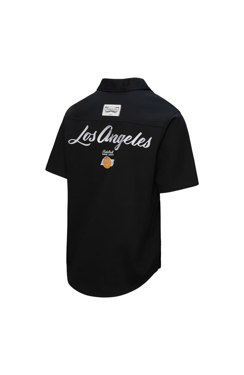 Mitchell & Ness Men's Mitchell & Ness Black Los Angeles Lakers Hardwood Classics Camp Shirt, Alternate, color, Black