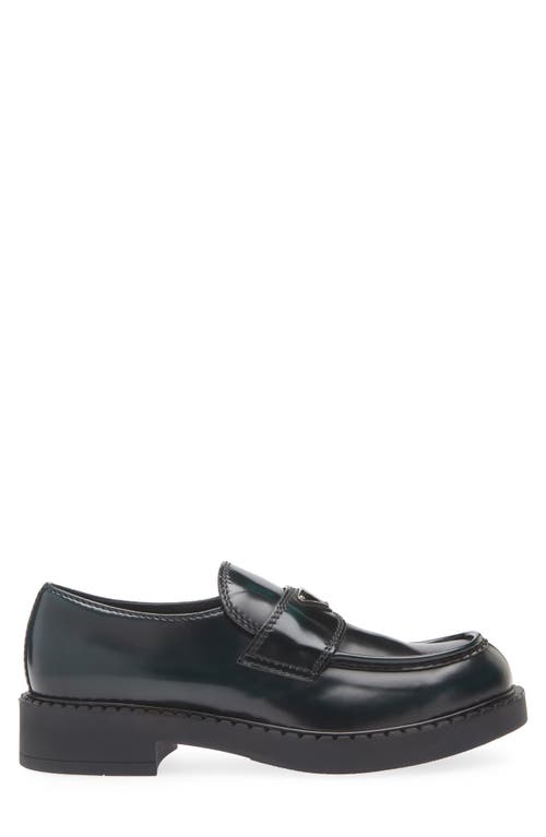 Prada Chocolate Moccasin In Black Patent Leather Men In Black