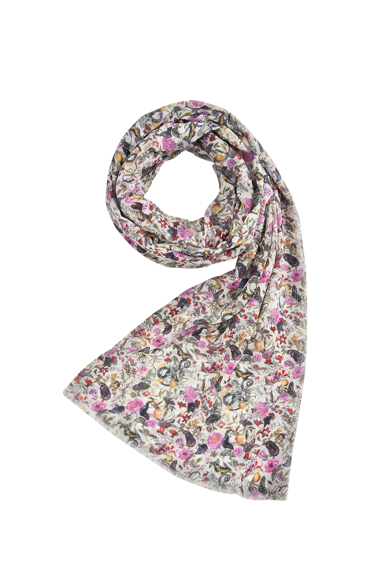 Floral Engravings Lightweight Scarf, Main, color, Ivory