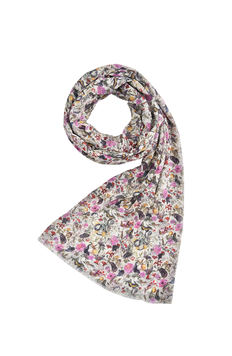 Fable England Floral Engravings Lightweight Scarf, Main, color, Ivory
