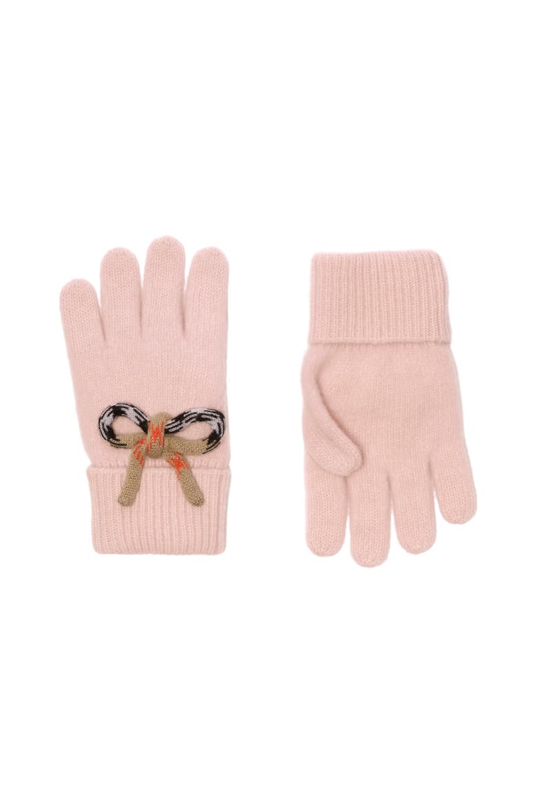 Check Bow Wool Cashmere Gloves, Alternate, color, Bouquet pink