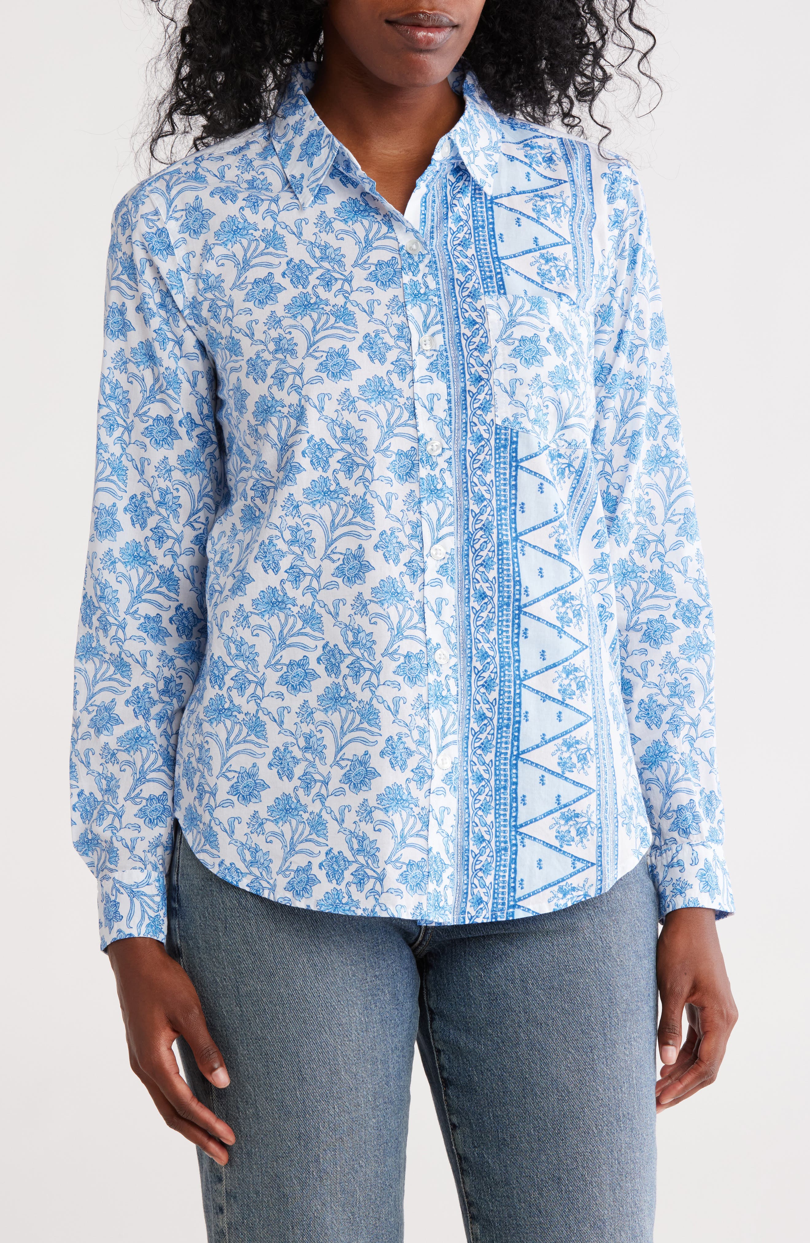 Lucky Brand Floral Print Cotton Button-up Shirt