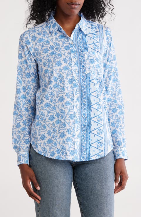 Floral Print Cotton Button-up Shirt