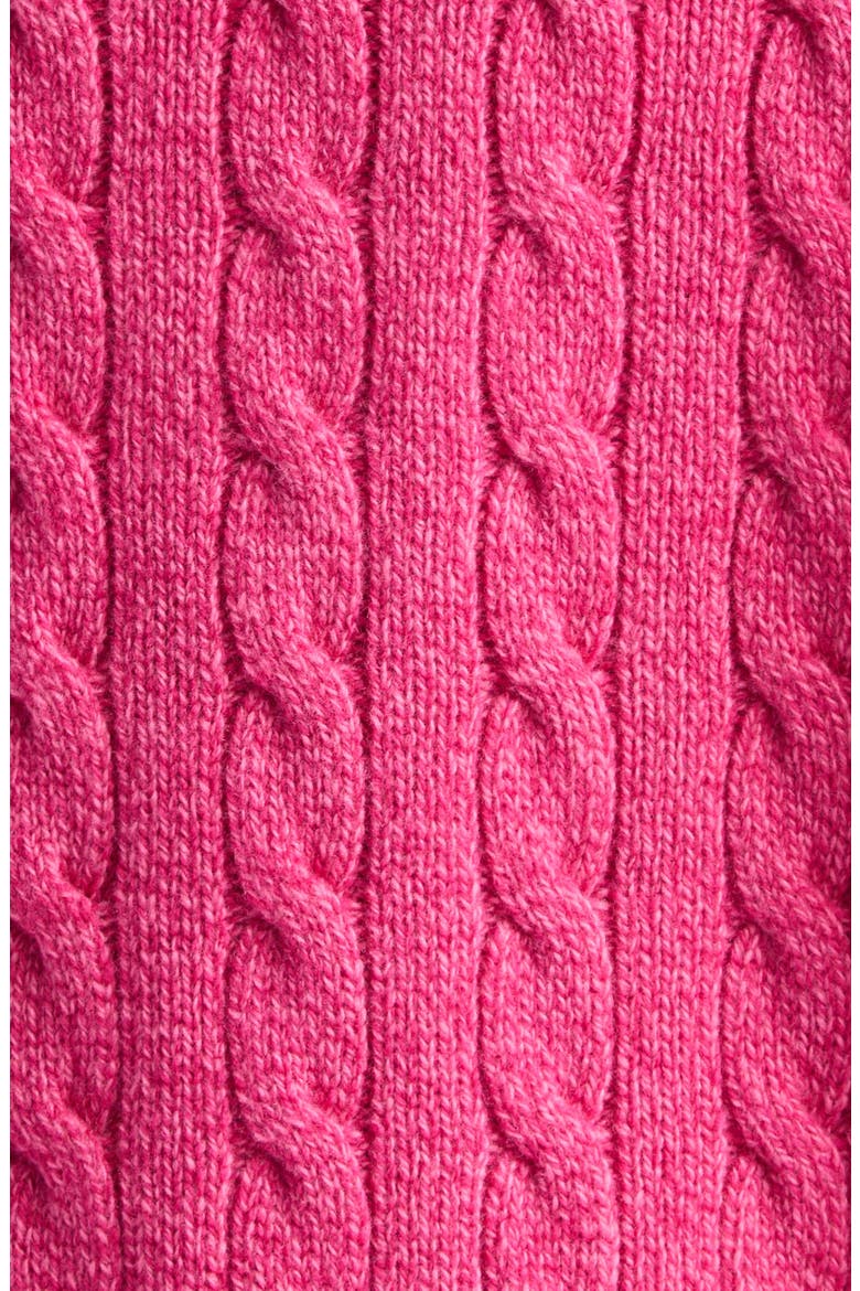 Cable Knit Wool Crewneck Sweater, Alternate, color, PINK
