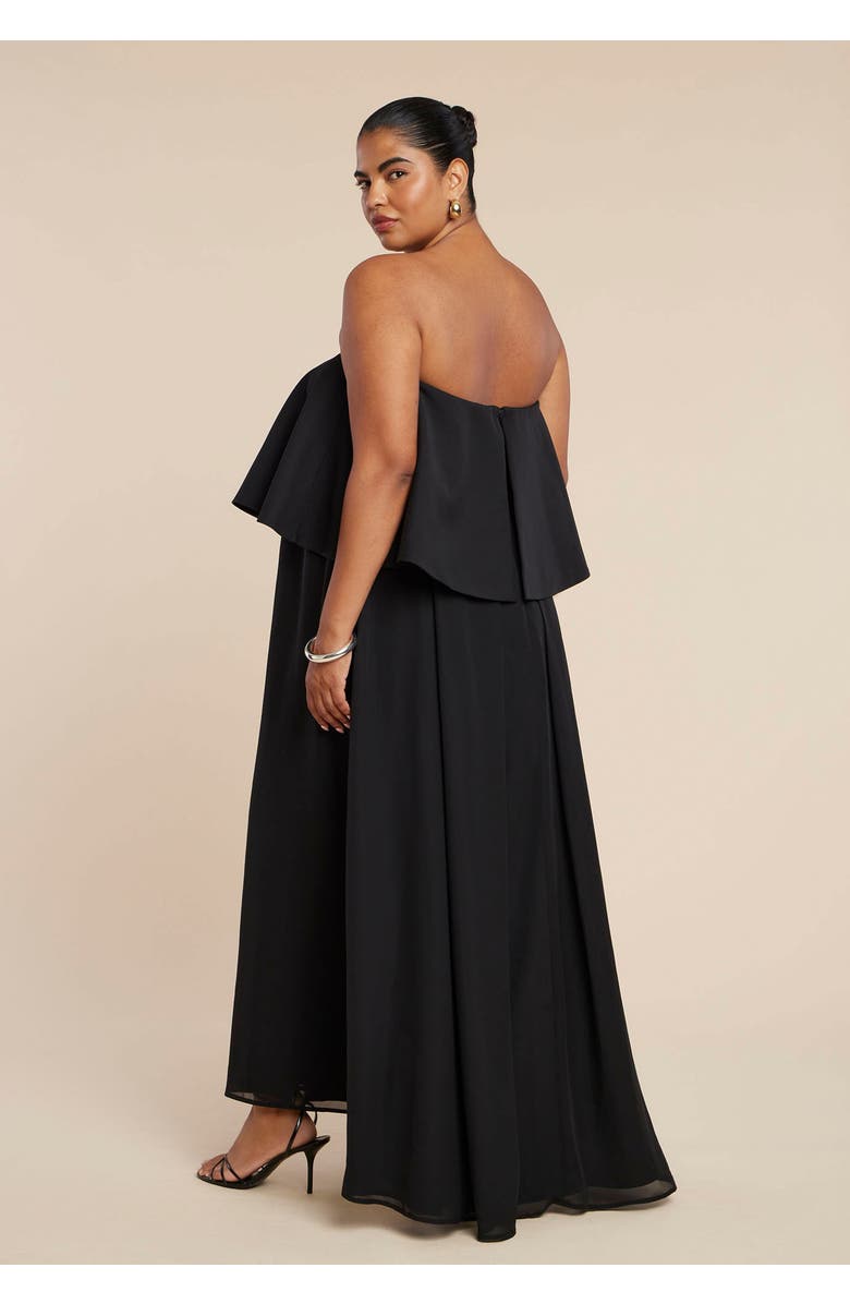 ELOQUII Peplum Bodice Gown, Alternate, color, Black Onyx