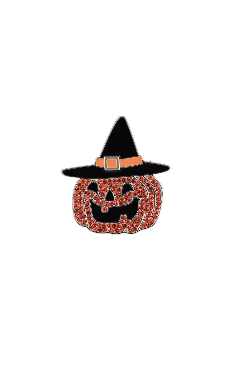 Halloween Stone Jack-O-Lantern Pin, Main, color, Orange